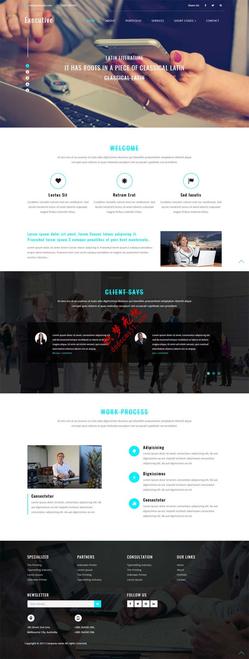 宽屏响应式的商务合作公司网站静态网页模板下载