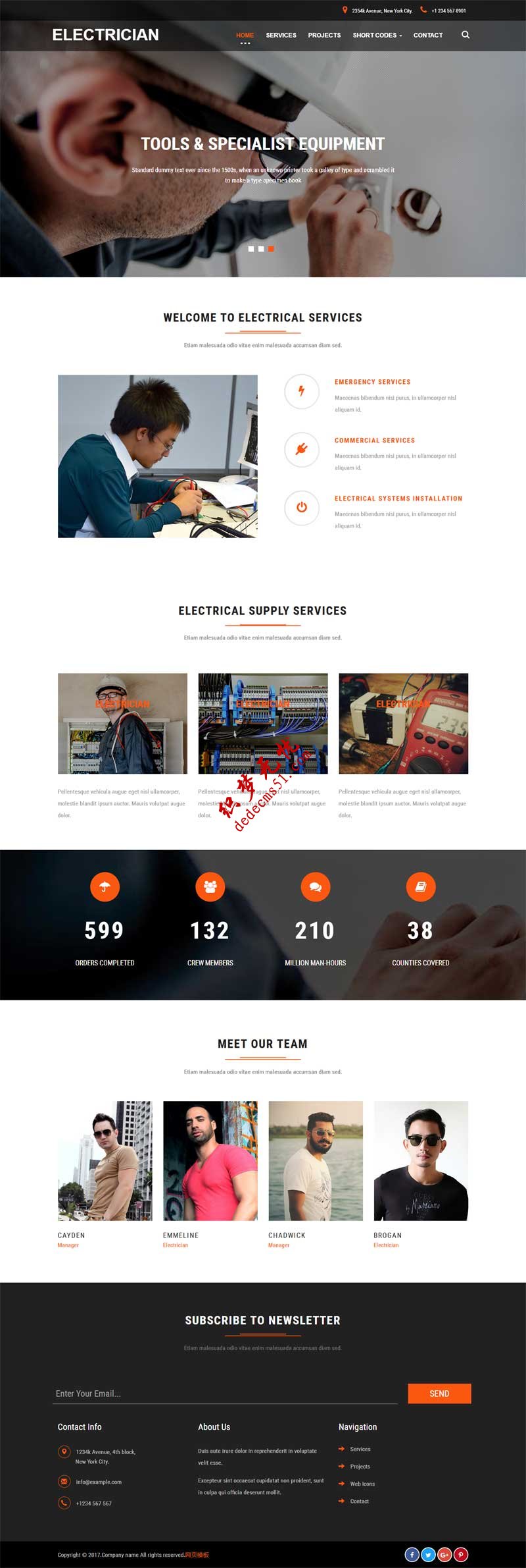 黑色简洁响应式电路电工维修公司网站静态模板下载