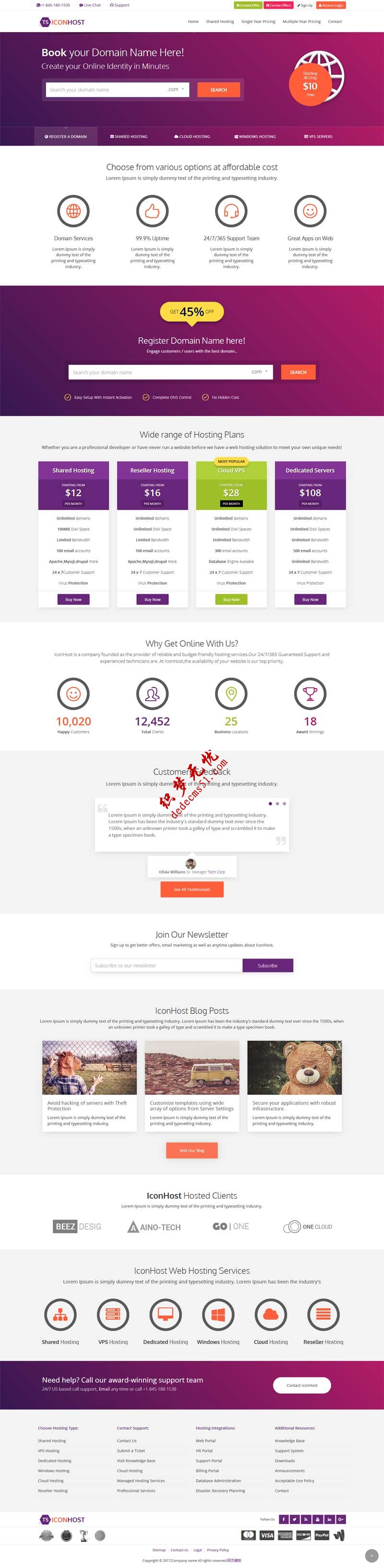 实用响应式国外域名注册服务商网站网页模板下载html源码