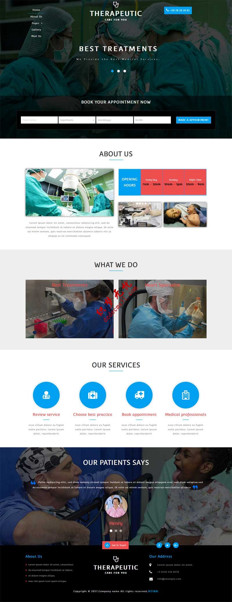 简单大气蓝色响应式妇产科医院网站模板下载html网页源码