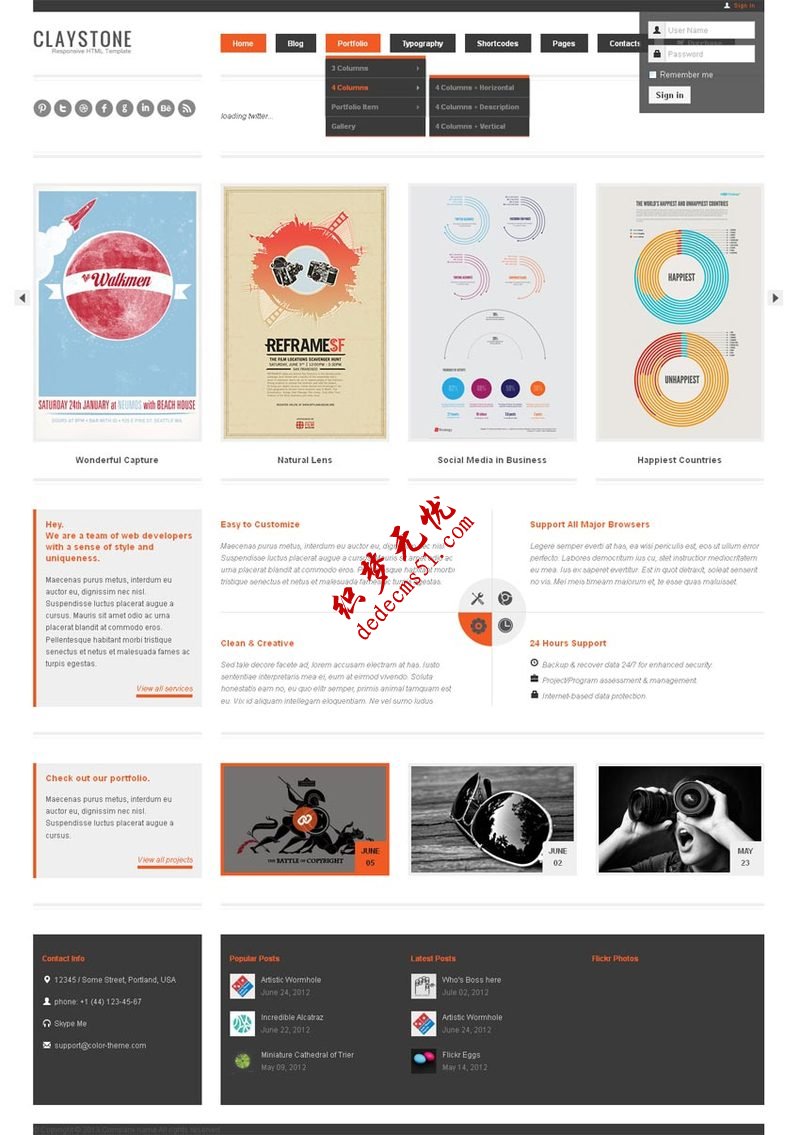 html5响应式设计师博客网站模板html整站下载