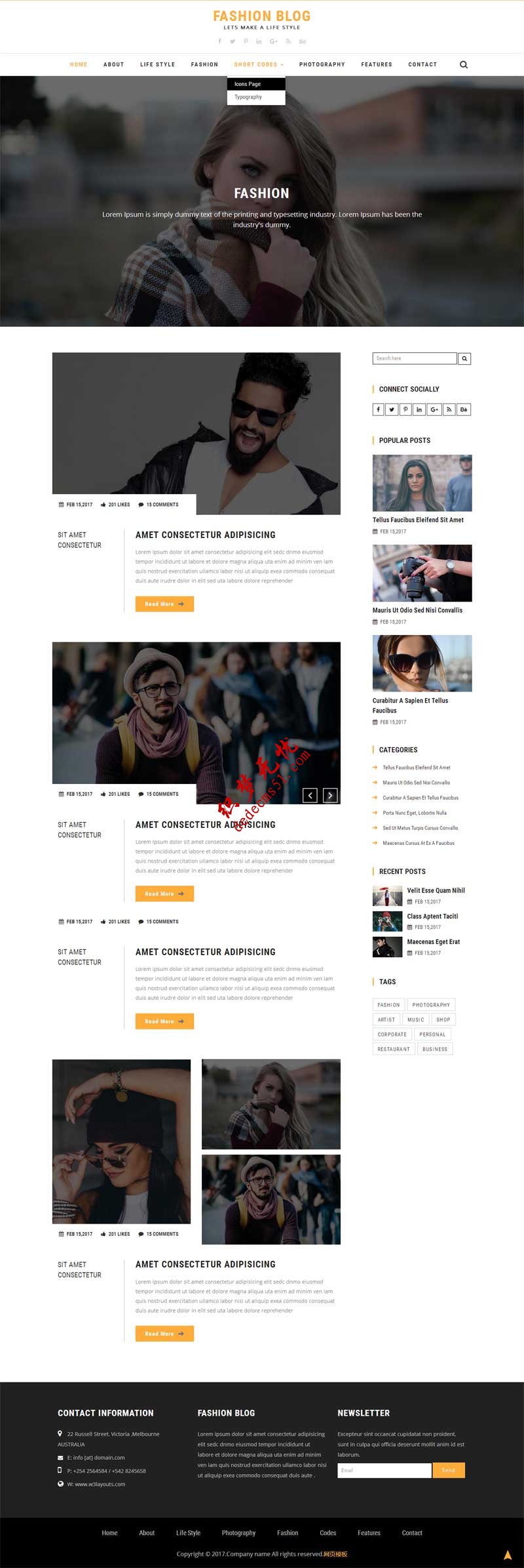 宽屏的生活时尚服装品牌公司网站模板下载