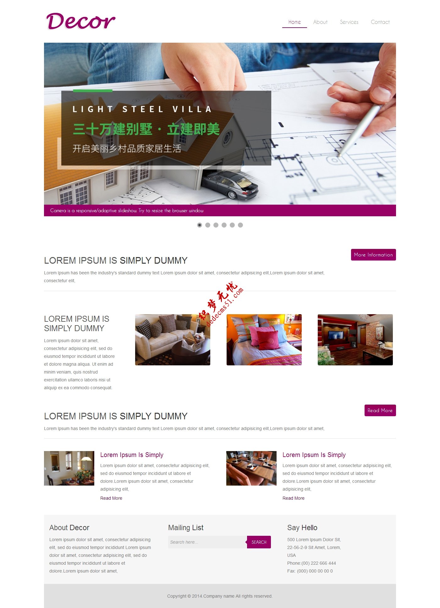 响应式紫色装修公司网站模板html装修公司网站源码网页模板下载（自适应手机）