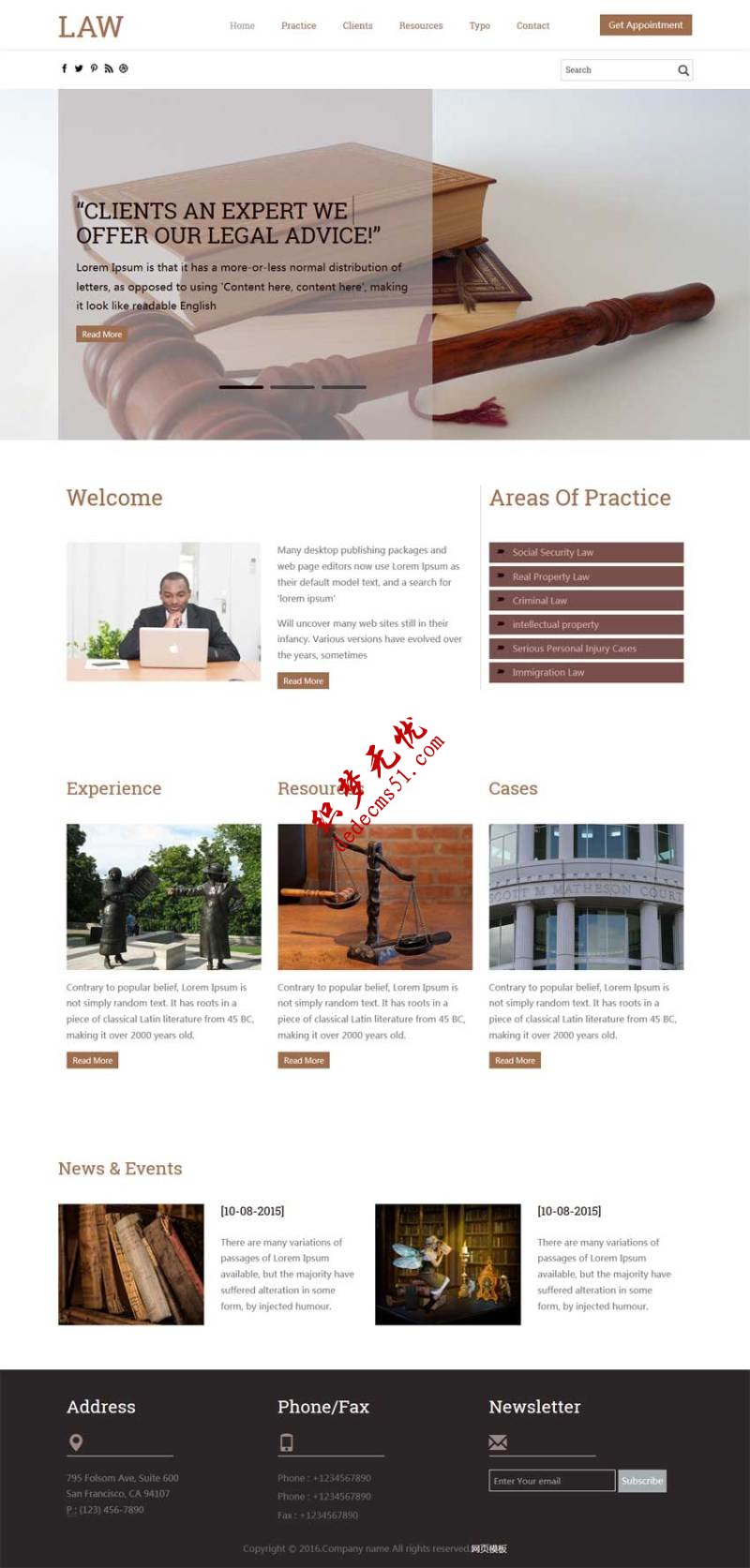 简洁英文律师事务所网站静态页面模板下载html下载
