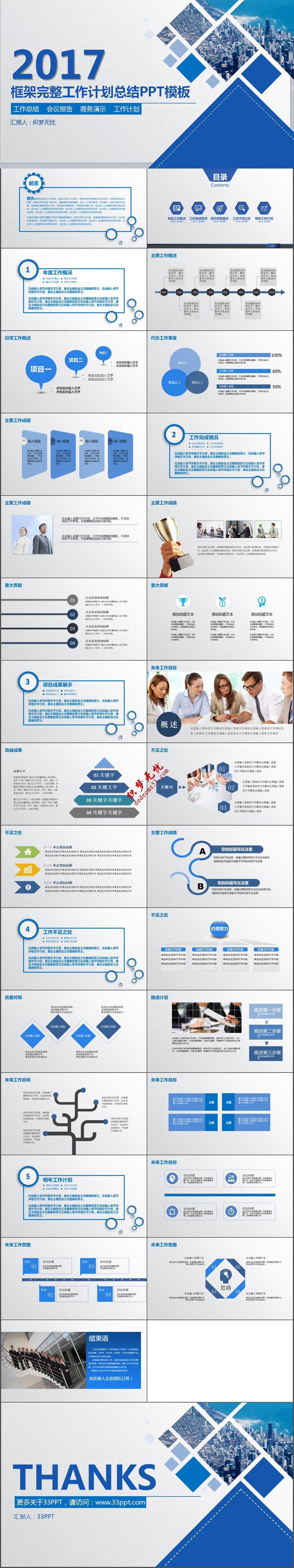 完整架构工作报告通用ppt模板下载免费下载