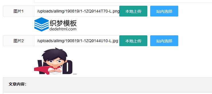 织梦模型自定义图片字段图片(仅网址)字段支持本地上传(图2)