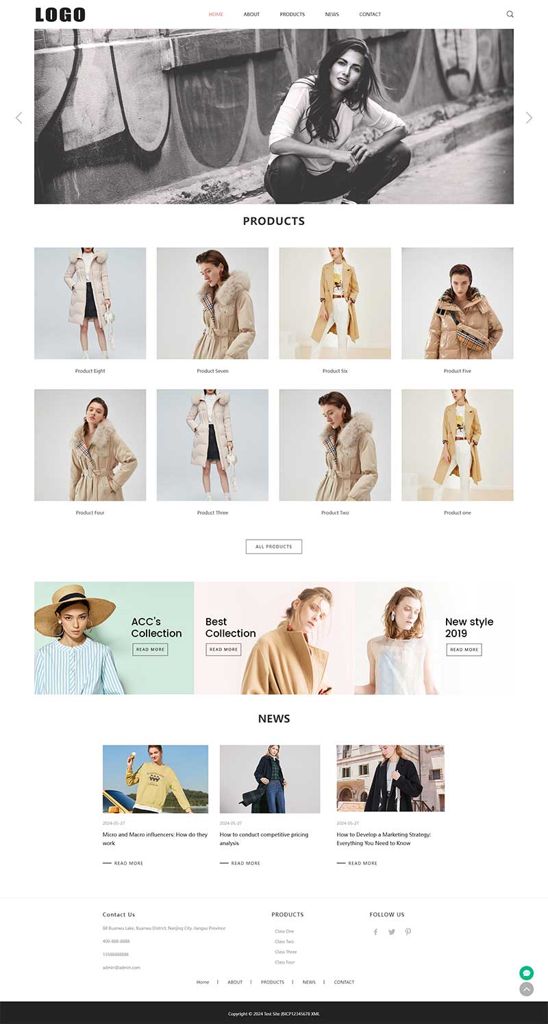 (自适应手机)响应式服装服饰网站模版  外贸企业网站英文源码下载