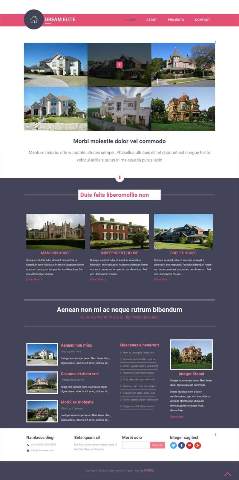 国外粉色的房地产销售网站模板html下载(图1)