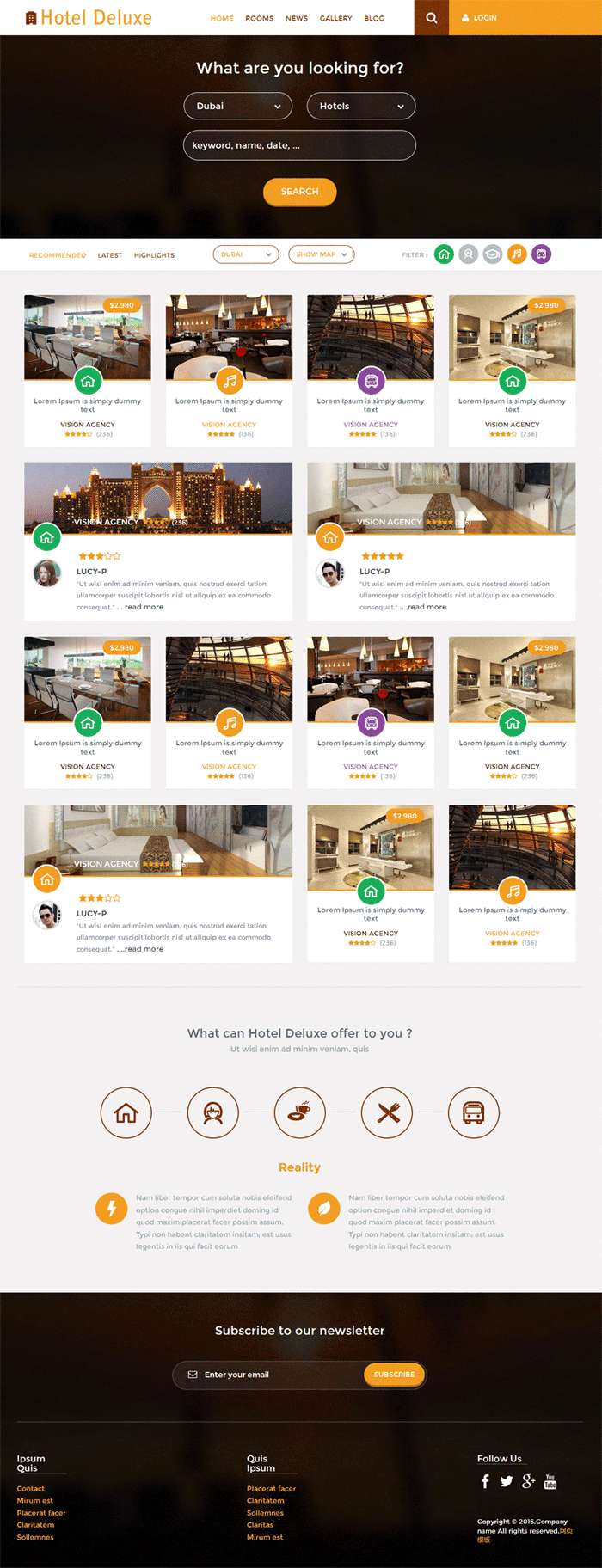 高级酒店预订网站响应式html5模板(图1)