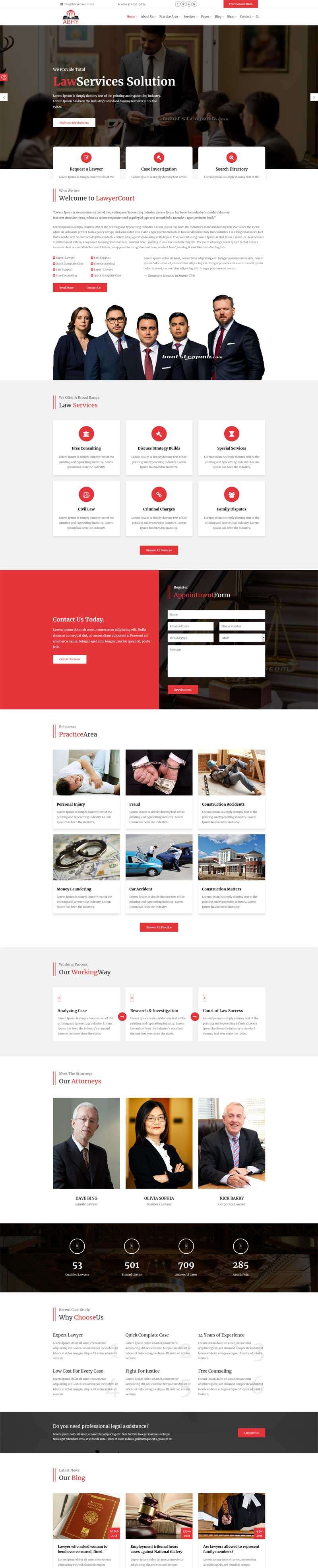 大气律师事务所网站Bootstrap模板(图1)