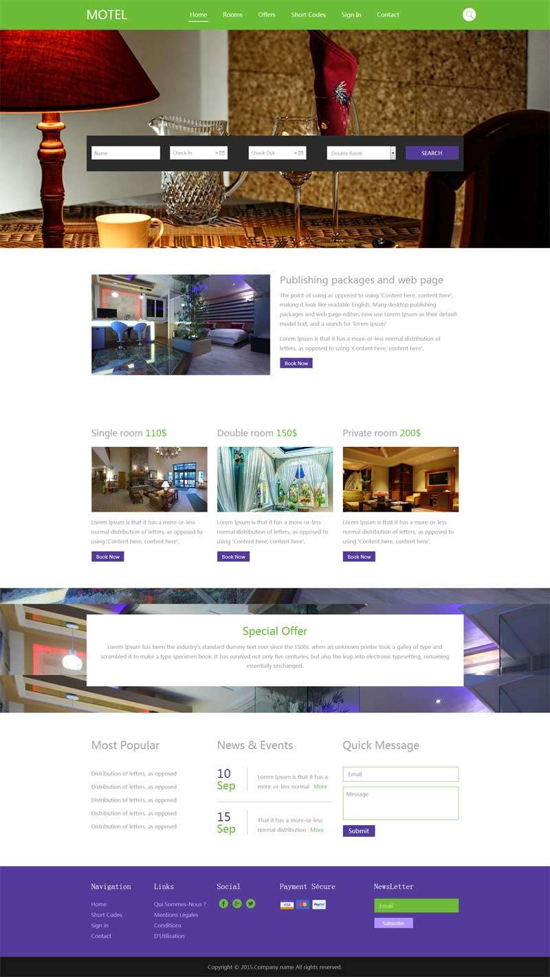 网上酒店预订网站模板(图1)
