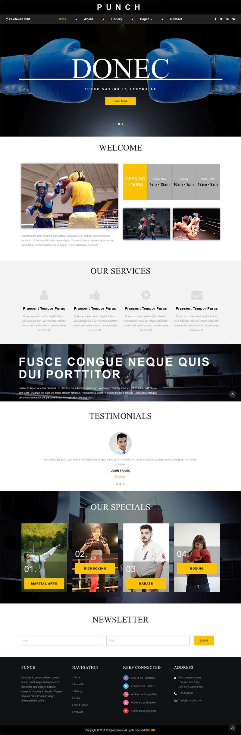 拳击比赛训练俱乐部网站模板(图1)