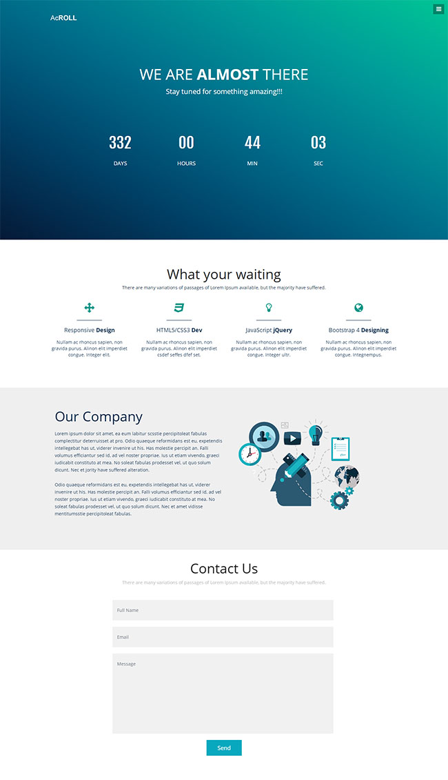 蓝色渐变倒计时企业网站模板(图1)