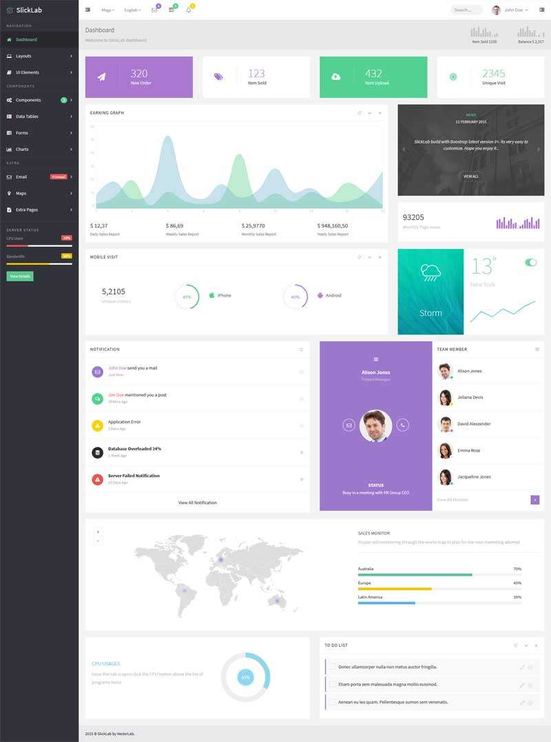扁平化的企业cms后台管理ui框架模板(图1)