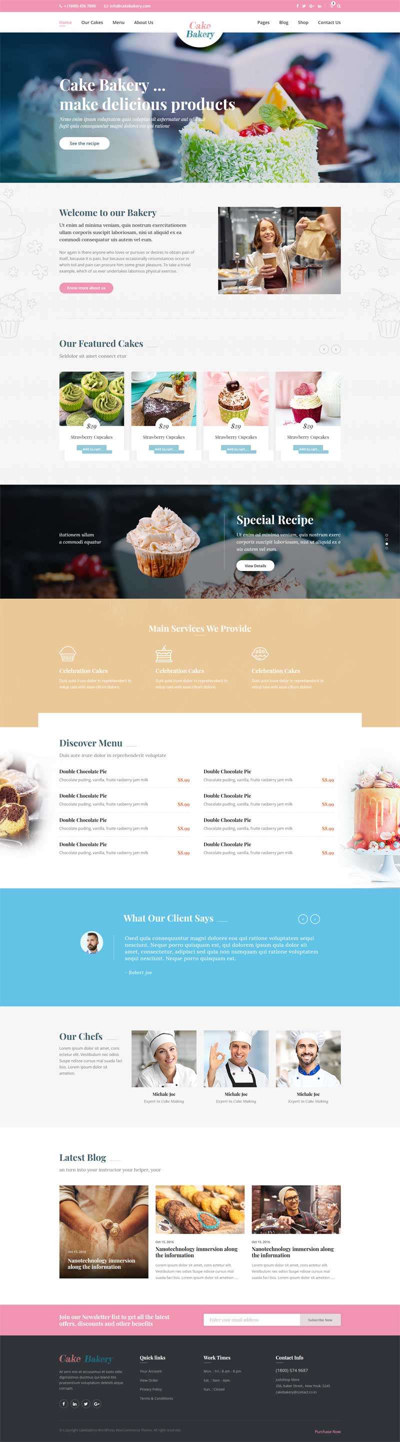 卡通的蛋糕面包店外卖预订网站模板(图1)