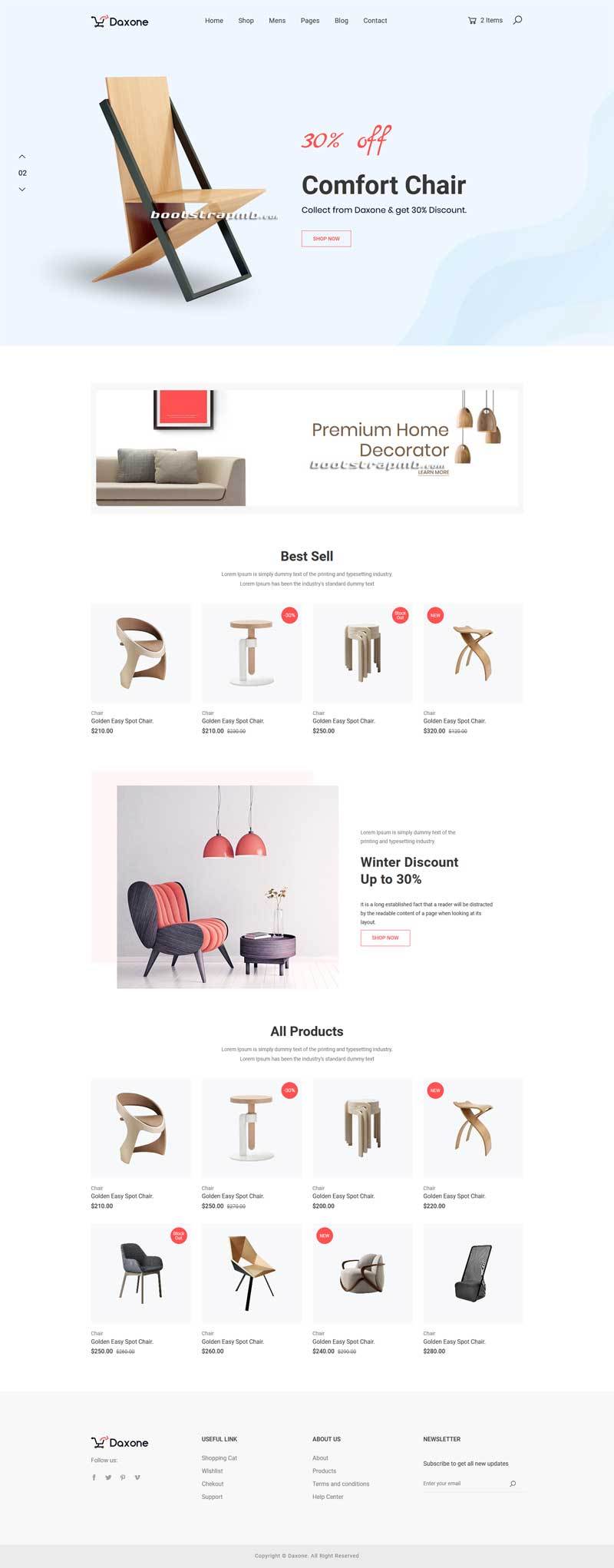 简约的电商家居网站ui框架模板(图1)