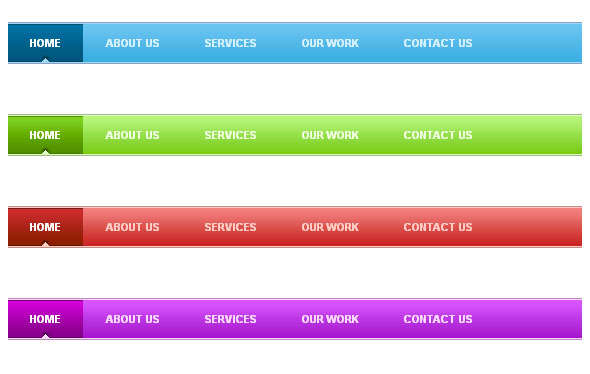 4种彩色渐变的div css导航条样式（附PSD文件）(图1)