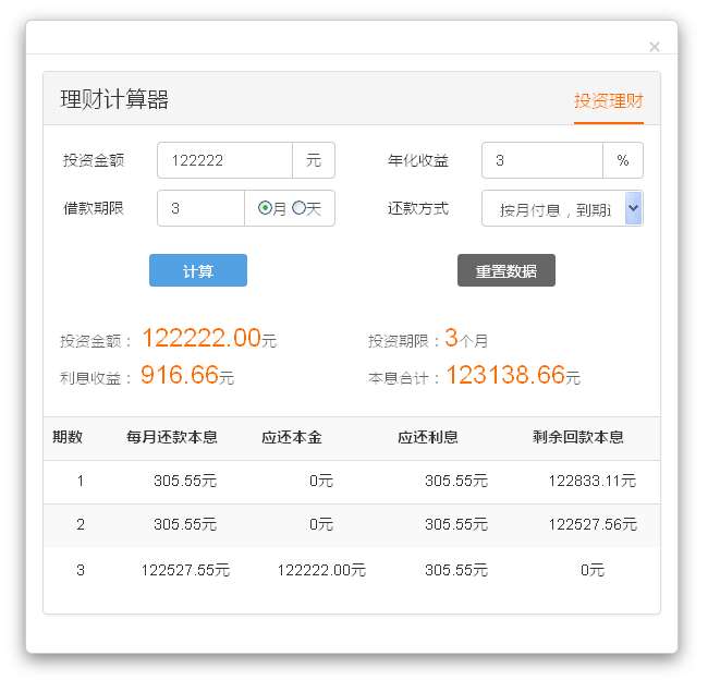 jquery实用的投资理财计算器代码(图1)