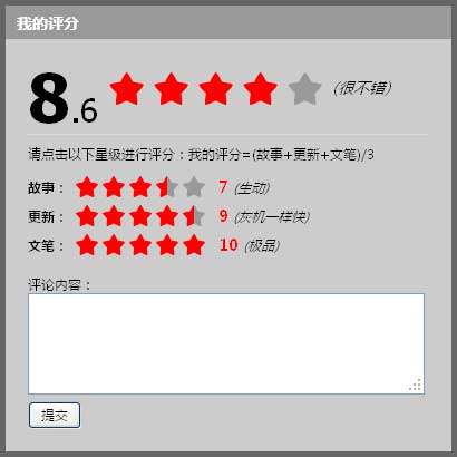 jquery文章评论星级打分效果代码(图1)