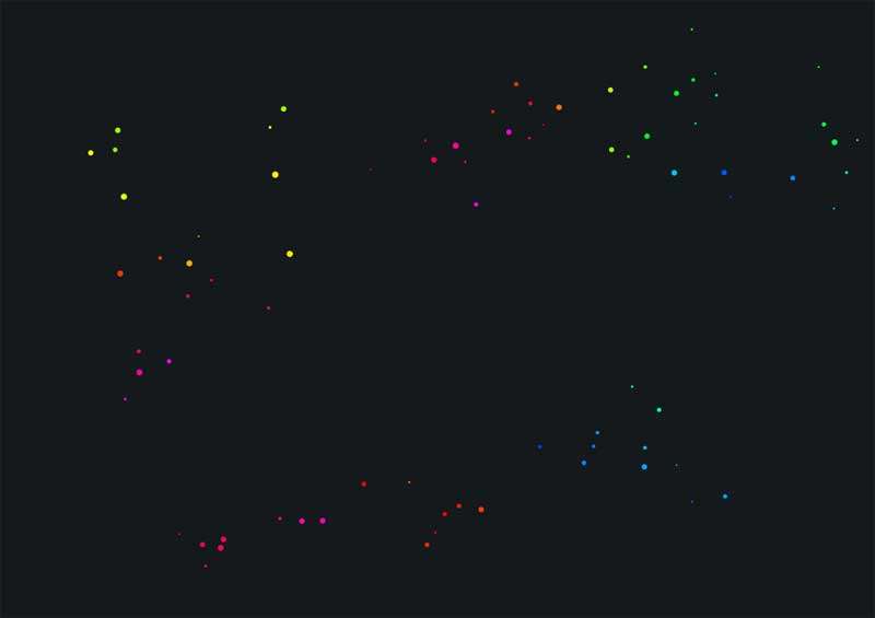 基于canvas绘制彩色浮动的粒子动画特效