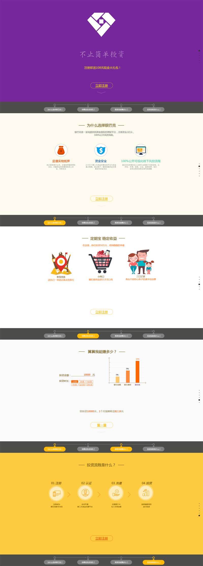 投资理财新手指引介绍页面模板(图1)