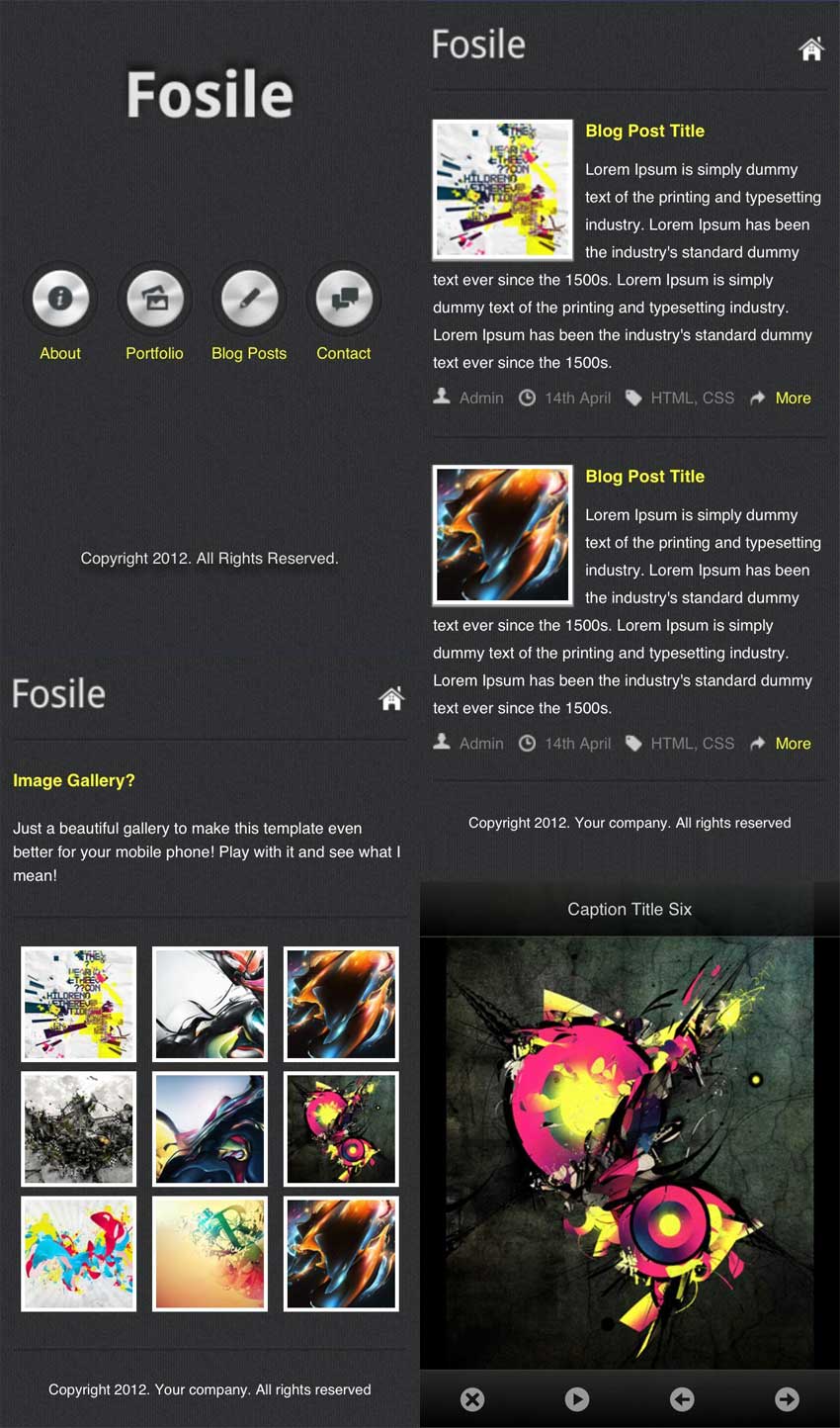 黑色wap公司图片展示网站手机单页模板下载(图1)