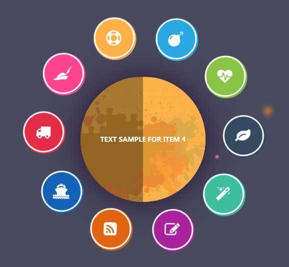 jQuery css3圆形图标菜单旋转轮播代码(图1)